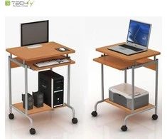 TECHLY 305694 Techly Compact kompiuterio stalas 600x450 su slankiojančiu klaviatūros dėklu bukas/sidabrinis