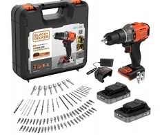 Black &amp; Decker Juodas &amp; Decker Juodas &amp; DECKER 18V Smūginis gręžtuvas (with 2 x 18V 2.0Ah batteries with charge status indicator, 1A charger and 80 accessories) | BCD383D2XKA-QW | 2.0 Ah