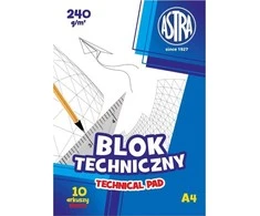 Astra techninis blokas A4 10k, baltas 240g 10vnt.
