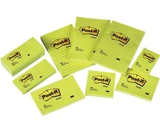 3M Lipnūs lapeliai Post-it, 102 x 152 mm, 100 lapelių, linijomis, geltona