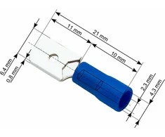 Blow Izoliuota plokščia kištukas 6.3/0.8 mm mėlyna