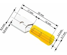 Blow Oem Vamzdelio formos jungtys 6.3/0.8 100vnt - geltona