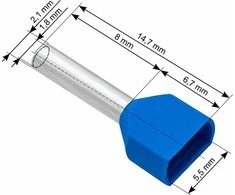 Blow Oem Vamzdelio formos jungtys 2x0.75/8 100vnt - mėlyna