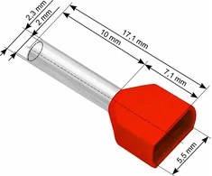 Blow Izoliuota jungties įvorė 2x1.0/10 raudona