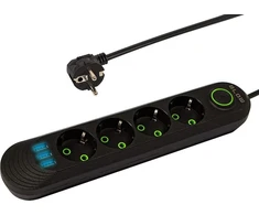 Blow PS-450 4 lizdų 3xUSB tinklo ilgintuvas 5m juodas 2x1mm