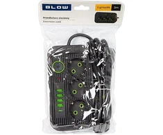Blow PS-330S 3 lizdų tinklo ilgintuvas 4xUSB 1xUSB-C 3m juodas 2x1mm