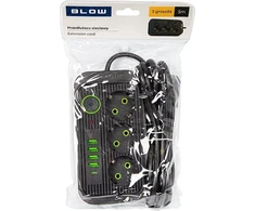 Blow PS-350U 3 lizdų tinklo ilgintuvas 4xUSB 1xUSB-C 5m juodas 2x1mm