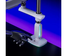 Blow „F7-XE Pearl Baltas RGB“ foninio apšvietimo žaidimų tvirtas stalo laikiklis dideliems monitoriams, 32–60 colių
