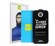 Blueo Apple 5D grūdintas stiklas iPhone 17 PRO MAX telefonui Mr. Monkey Glass (stiprus aukščiausios kokybės itin skaidrus AR) juodas