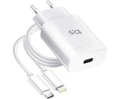 BlueStar Telefono įkroviklis Blue Star USB C QC4.0 PD 3A 18W + laidas USB C - Lightning TFK-TC-1099C baltas