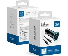 BlueStar Car charger Blue Star USB C QC3.0 PD AFC 3A 20W + cable USB C to USB C juodas