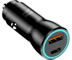 BlueStar Įkroviklis automobilinis Blue Star (1xUSB; 1xUSB-C; QC 3.0; 25W) juodas