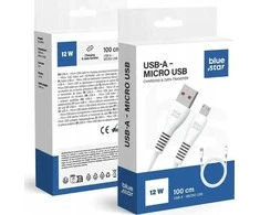 USB A į Micro USB kabelis Blue Star 2A 1 m DC99M baltas