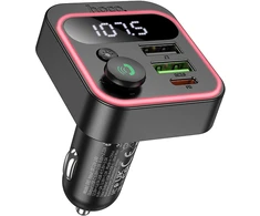 Automobilinis „Bluetooth“ siųstuvas Hoco USB A + USB C QC PD 35W E87 juodas
