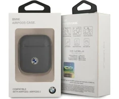 Apple AirPods BMW Cover Geniune Leather Sidabrinis Logo (BMA2SSLNA) ausinių dėklas mėlynos spalvos