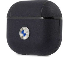 BMW BMA3SSLNA AirPods 3 dėklas, tamsiai mėlynas, natūrali oda, sidabrinės spalvos logotipas