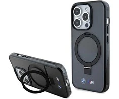 Dėklas BMW BMHMP15LURSK Apple iPhone 15 Pro 6.1″ juodos spalvos kietas dėklas Ring Stand M Collection MagSafe