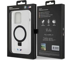 Dėklas BMW BMHMP15LURST Apple iPhone 15 Pro 6.1″ clear kietas dėklas Ring Stand M Collection MagSafe