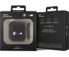 BMW Carbon Double Metal Logo - dėklas skirtas AirPods 1/2 gen (Juodas)
