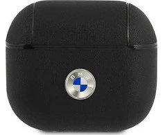 Apple AirPods 3 BMW Cover Geniune Leather Sidabrinis Logo (BMA3SSLBK) ausinių dėklas juodos spalvos
