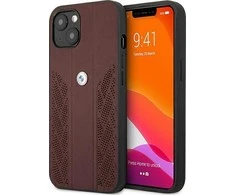 BMW BMHCP13MRSPPR Apple iPhone 13 / 14 / 15 6,1″ red kietas dėklas Leather Curve Perforate