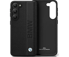 Dėklas BMW BMHCS23M22RDPK S23+ S916 juodos spalvos hardcase Leather Textured &amp; Stripe