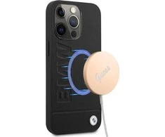 BMW BMHMP14XSLLBK Apple iPhone 14 Pro Max 6,7″ juodos spalvos kietas dėklas Signature Logo Imprint Magsafe