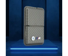 Dėklas Piniginė BMW M Carbon Metal Logos MagSafe antracito spalvos