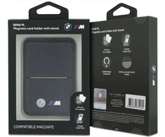Dėklas Piniginė BMW M Carbon Metal Logos MagSafe juoda