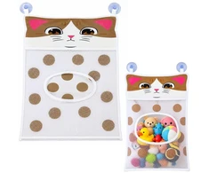 Lean Toys Krepšys Organizer su Przyssawkami Na Žaislai Do Kąpieli Kotek Kreminis 50 cm
