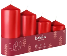 Bolsius Advento Kalėdų žvakės 4 vnt. 60x48mm Raudona