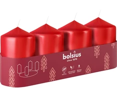 Bolsius Cylinder Candles 4pcs 60x40mm Raudona