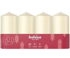 Bolsius cilindrinės žvakės, 4 vnt., 100 x 48 mm, kreminės spalvos