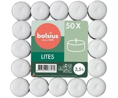 Žvakė, arbatinė Bolsius, 3.5 h, 50 vnt., Balta