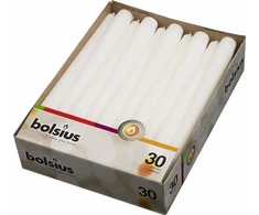 Bolsius stalo žvakės Professional 30 vnt. dėžutėje 250/24mm baltas