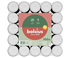 Žvakė, arbatinė Bolsius, 4 h, 100 vnt., Balta sp.