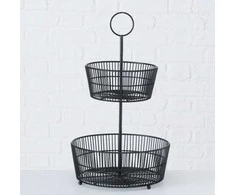 Boltze GEA juoda dekoratyvinė lėkštė, dviejų lygių, aukštis 44 cm