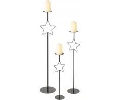 Boltze GUILA metalinės žvakidės su žvaigžde, 3 vnt., aukštis 54,5 - 99,5 cm