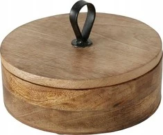Boltze KABIR apvali dėžutė, mango mediena, Ø 19 cm
