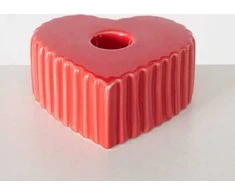 Boltze keraminis žvakių laikiklis ilgai širdies formos žvakei ANIMA, 4 x 9 cm