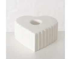 Boltze keraminis žvakių laikiklis ilgai širdies formos žvakei ANIMA, 4 x 9 cm
