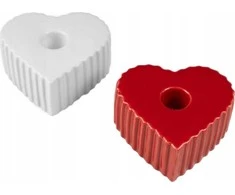 Boltze keraminis žvakių laikiklis ilgai širdies formos žvakei ANIMA, 4 x 9 cm
