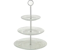 Boltze stiklinė lėkštė su trimis pakopomis, reljefas, 35 cm