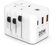 Boompods Pasaulinis kelioninis kištukas 20 W, baltas