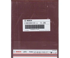 Bosch 2 608 608 C13 Typ produktu: Papier ścierny, Wielkość ziarna (FEPA): P240, Najlepsze zastosowanie: Usuwanie zadziorów, Removing rust. Szerokość: 280 mm, Głębokość: 230 mm. Ilość w opakowaniu: 1 vnt. (2608608C13)