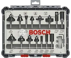 Bosch 15 daliu frezų kompl. 6 mm kotu, "Mixed"