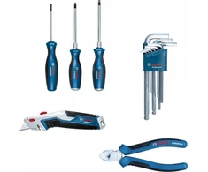 Bosch įrankių juosta ir rankinių įrankių rinkinys