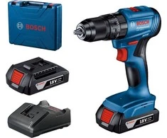 Bosch smūginis suktuvas gręžtuvas GSB 185-LI, 18V, 50Nm, 2x2.0Ah, lagaminas (06019K3100)
