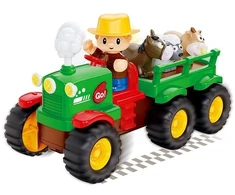 Bounn Traktorius Farmer su priekaba ir gyvūnėliais šviesa garsai (HN207103)
