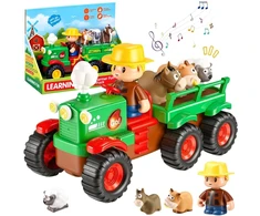 Bounn Traktorius Farmer su priekaba ir gyvūnėliais šviesa garsai (HN207103)